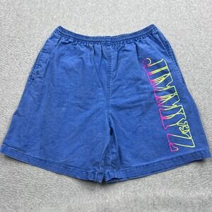 VTG Jimmy'Z Shorts Mens Medium Blue Neon Graphic Skater Surf Elastic Waist Beach
